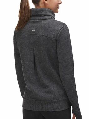 ALO Yoga Haze Funnel Neck Women’s Small Gray Athleisure Cozy Thumbholes Chic